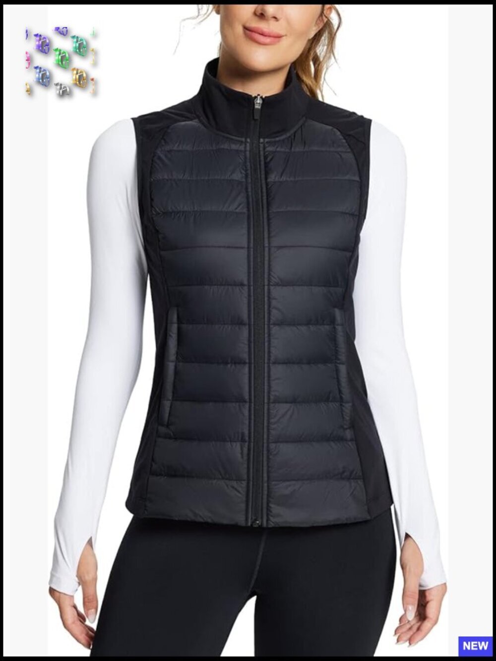 Lightweight Puffer Vest Quilted Water Resistant Sleeveless Jacket Winter Running